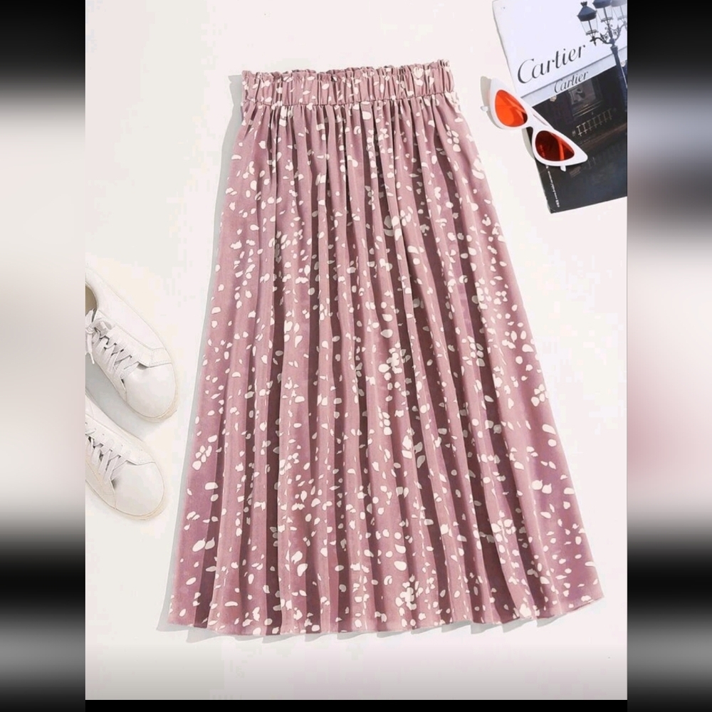 Floral Pink Pleated Skirt